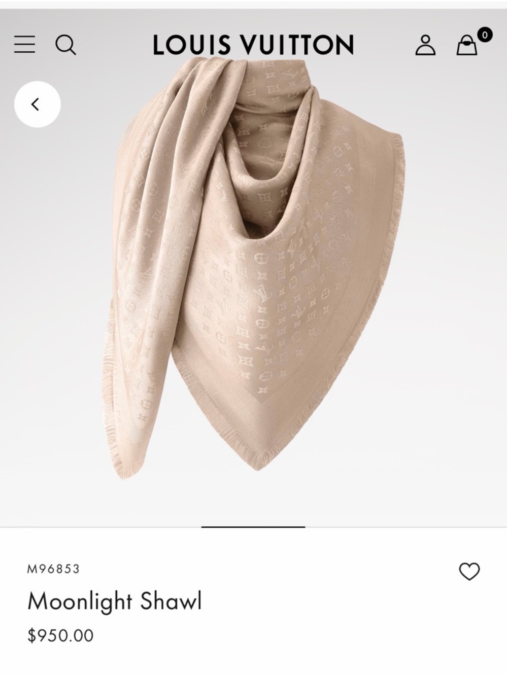 Louis Vuitton Beige and Gold Monogram Fringe Shawl